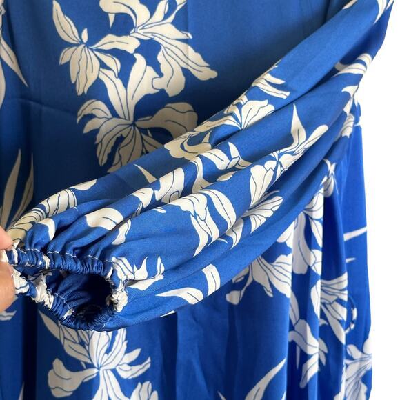 Alexis for Target Blue Floral Print Swing satin Mini dress size S - Picture 8 of 10